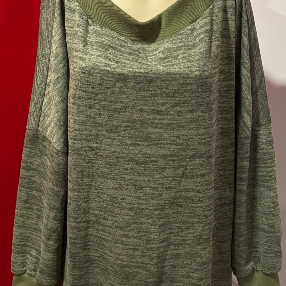Relaxed Olive Green Pullover Knit Top